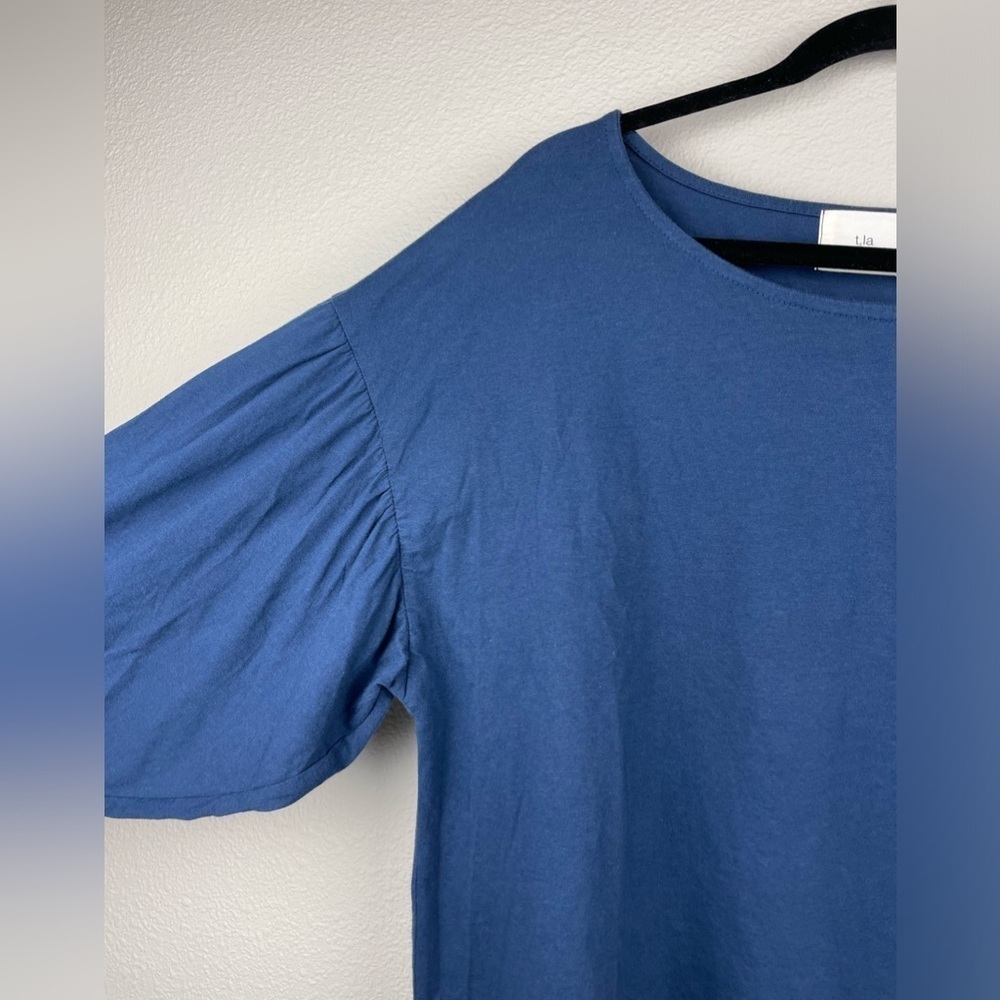Anthropologie T.LA Women's Small Navy Balloon Sleeve Top Cotton Shirt Casual Blu - Picture 4 of 14